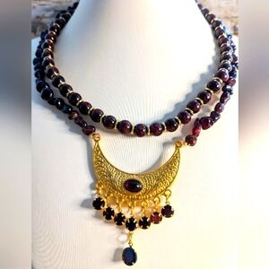 8.65 Total Carats Red Renaissance Genuine Garnet And Garnet Beads Necklace